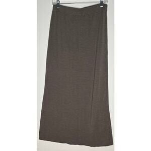 Garnet Hill women’s maxi skirt 100% Merino Wool heather grey side slit Large